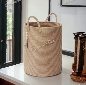 Tall Woven Laundry <b>Basket</b> Decorative Round Wicker <b>Basket</b> Woven Decorative Countertop <b>Shelf</b> Cabinet Organizer <b>Storage</b> <b>Baskets</b> - Product Image 3