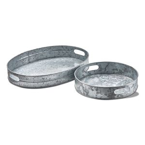 Rectangle Shape Galvanized Iron Food Serving <b>Tray</b> In Wooden Handles For Home Hotel <b>Snacks</b> And Drinks Serving <b>Trays</b> - Product Image 6
