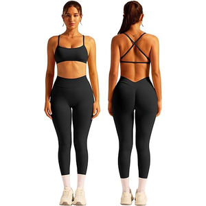 Ensembles de fitness, soutien-gorge de yoga sans couture, leggings taille haute, extensible, respirant, vêtements de sport pour femmes, entraînement - Product Image 1