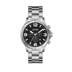 Reloj de cuarzo estilo cronógrafo de acero inoxidable Benion - Product Image 1