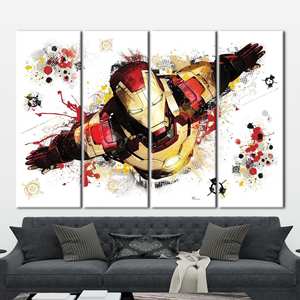 Arte impreso en lienzo de Marvel Iron Man para decoración de habitación infantil, 4P: estirado sobre lienzo - Product Image 1
