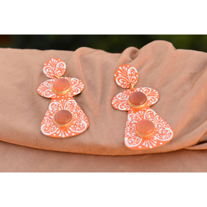 Mattefinishing Meenakari Partywear,ตุ้มหูทองเหลืองแบบห่วงสำหรับเด็กหญิงและสตรี - Product Image 3