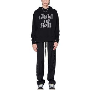 Nouveauté : Sweats à capuche personnalisés pour hommes, hiver, avec strass, 100% coton mélangé, teinture unie - Product Image 2