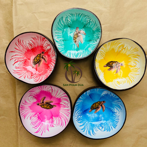 Bol coloré en coquille de noix de coco écologique différemment conçu décor à la maison du Vietnam - Product Image 6