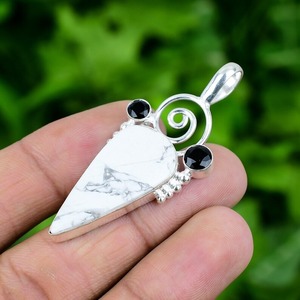 Classical Pendant Jewelry for Women Silver Boho Style Jewelry 925 Sterling Silver Howlite Gemstone Handmade Pendant Gift <b>Wife</b> - Product Image 4