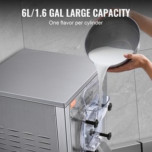 เครื่องทำไอศกรีมเชิงพาณิชย์ VEVOR 1780W ผลิตได้ 18 ลิตรต่อชั่วโมง ให้รสชาติเดียว ความจุ 6 ลิตร พร้อมล้อเลื่อน สำหรับไอศกรีมเนื้อนุ่ม - Product Image 3