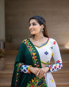 Export Quality Heavy Designer Festive Wear Cotton <b>White</b> Color Real Digital Work Lehenga Choli with Low Rate India - Product Image 4