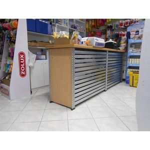 Corda L 320 cm bancone vendite H 105 cm Top W 60 cm acciaio metallo plastica per uso supermercato - Product Image 2