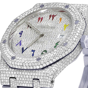 Fashion Iced Out Moissanite Quartz Dial <b>Watch</b> with Glass Crystal and Stainless Steel Case - Product Image 2
