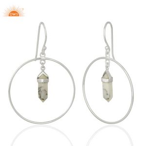 Pendientes colgantes de piedras preciosas de howlita Natural de plata de ley más vendidos para mujer, regalo para ella, fabricante de joyería personalizada - Product Image 1