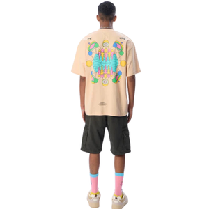 เสื้อยืดผู้ชายสีเบจฟอก 100% ผ้าฝ้าย สไตล์วินเทจ ลำลอง สตรีทแวร์ เนื้อผ้านุ่ม ระบายอากาศดี เหมาะสำหรับใส่ในชีวิตประจำวันในเมือง - Product Image 5