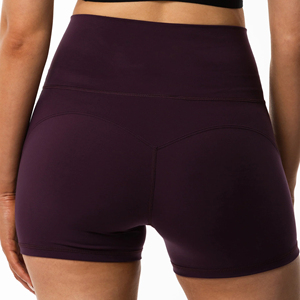 Pantalones cortos de gimnasio con logotipo personalizado para mujer, tela elástica de cintura alta, pantalones cortos transpirables de Yoga para Fitness y estilo de entrenamiento Sexy - Product Image 5