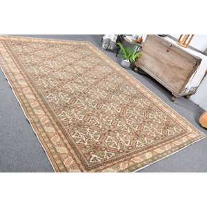 Classic <b>Brown</b> Beige 6.5 X 9.5ft Woolen Turkish Rug Patchwork Design for Entryway Living Room or Bedroom Latex Backing - Product Image 5
