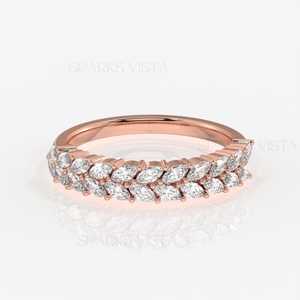 Vista 10K/14K/18K ทอง Marquise ตัดเพชรแหวนครบรอบแหวนนิรันดร์ STACKABLE เครื่องประดับที่ดีสำหรับผู้หญิง - Product Image 4