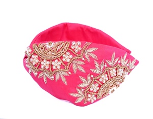 Premium Quality Hair Accessories Women and Girls Beautiful Pink Color Handmade Cotton Cross Knotted <b>Headbands</b> - Product Image 2