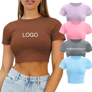 Camiseta Corta de Algodón Ecológico de Corte Regular Personalizada para Mujer, Estilo Hip Hop, Secado Rápido, Transpirable, Anti-Pilling, Ropa Urbana - Product Image 1