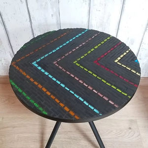 Dazzling <b>Mosaic</b> Side Table: Iridescent <b>Art</b> - Blue Coffee Table - Side Table - Livingroom Decor - Gift - Product Image 1