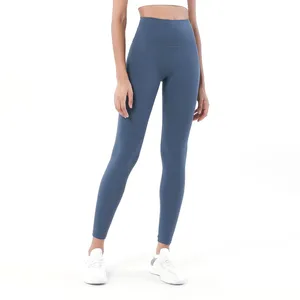 Mềm cao eo Spandex/Polyester Chất liệu Yoga xà cạp phụ nữ chặt chẽ quần cho thể thao chạy xà cạp với biểu tượng tùy chỉnh