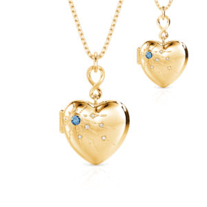 Collar con Medallón Personalizado con Foto de Corazón Jeulia con Diamante y Perla de Piedra Natal - Product Image 1