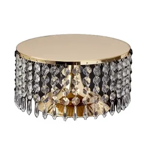 Soporte de pastel de cristal chapado en oro más moderno Nuevo estilo Diseño Premium para fiestas de hotel Uso de servicio de mesa - Product Image 1