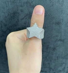 Anillo de estrella de diamante de moissanita totalmente helado, joyería de Hip Hop, joyería personalizada, hermoso anillo de estrella, el mejor regalo para hombres - Product Image 2