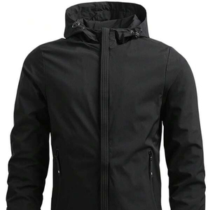 Veste coupe-vent légère pour homme avec capuche et col montant, idéale pour l'automne, avec logo sur le devant - Product Image 1