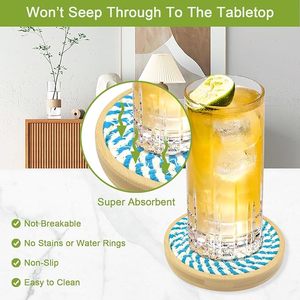 Posavasos de mesa de madera hecho a mano, cuerda de algodón empanada tejida de yute, clásico para comedor, decoraciones navideñas, reuniones familiares - Product Image 6