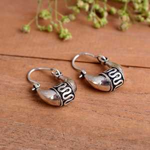 Pendientes de Aro Tribales de Plata de Ley 925 Oxidada Vintage, Pendientes Pequeños Colgantes Hechos a Mano Estilo Bali Étnico para Mujer - Product Image 3