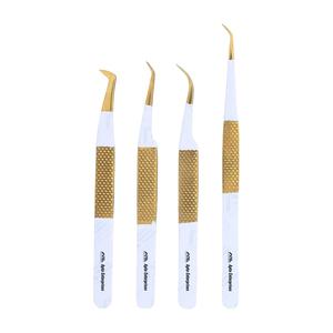 Pinzas de pestañas negras profesionales al por mayor, herramienta de extensión de pestañas de acero inoxidable sostenible con mango de diamante - Product Image 1