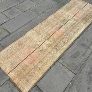 Turkish Vintage Rug, 2.3x7.5 ft <b>Runner</b> Rug, Brown <b>Red</b> Solid Wool Rug - Product Image 2