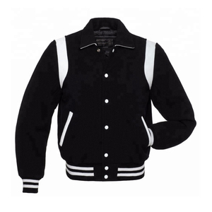 Chaqueta de bombardero de estilo universitario para equipo de béisbol de hombre negro naranja personalizado Letterman paneles de cuero prendas de vestir exteriores delanteras primavera - Product Image 3