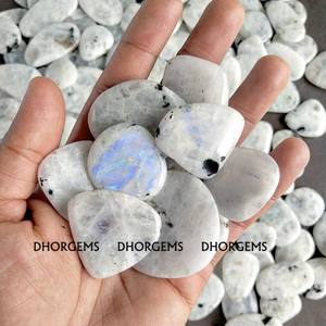 Cabujón de piedra lunar arcoíris natural al por mayor, piedras preciosas de cuarzo de cristal curativo blanco y azul con certificado GIA para Decoración - Product Image 3