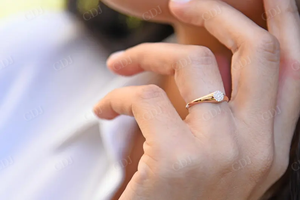 CDJ แหวนเพชรสำหรับผู้หญิงแหวนเพชรสำหรับปลูกในห้องปฏิบัติการสีโรสโกลด์ - Product Image 5