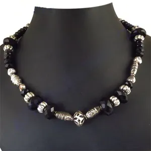 Collier vintage Art Palace pour unisexe avec onyx noir et accents en argent 925, design géométrique, style fête, provenance du Rajasthan - Product Image 3