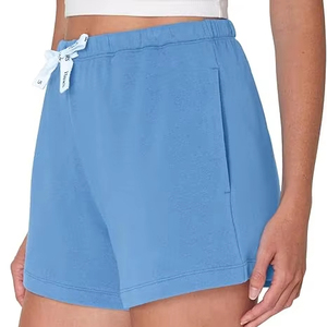 Shorts pour femmes de haute qualité respirants avec logo de marque personnalisé OEM, 100% coton, taille élastique, fermeture à bouton pour femmes - Product Image 5