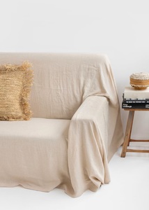 Boho Style Natural Linen Sofa Slipcover Rustic Bed Cover for Bedroom Furniture Washable Linen Coverlet for Couch - Product Image 4