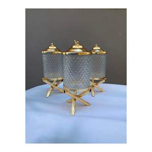 Mini juego básico de tarros de cristal de 3 piezas con material metálico de capacidad de 700ml - Product Image 2