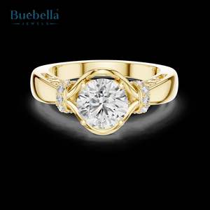 Gran oferta Original 925 plata esterlina corte redondo Vvs Moissanite diamante anillo único para mujer regalo - Product Image 1