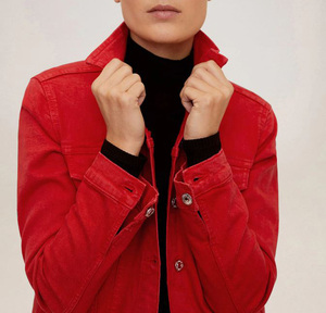 Blouson bomber en denim extensible pour femme, sur mesure, avec rayures et broderies, coupe-vent, imperméable, pour l'hiver - Product Image 6