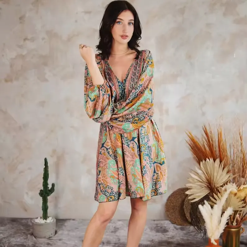 Bán buôn đa in mùa hè váy ngắn kỳ nghỉ Dresses cho cô gái giá bán buôn mùa hè Ware Casual bãi biển Ăn mặc