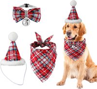 Bandana pour chien en coton tartan rouge de Noël - Accessoire de costume pour animaux de compagnie écologique, classique, réutilisable, lavable, ensemble cadeau pour toutes les saisons