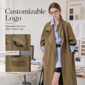VEGA CHANG <span class=keywords><strong>Trench</strong></span> Lungo da <span class=keywords><strong>Donna</strong></span> Personalizzabile con Logo, Moda Streetwear, Cappotto Oversize Antivento - Product Image 2