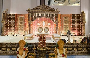 Pilar de Ganesh del sur de la India, decoración de Mandap de boda, Mandap dorado, Mandaps de boda india de EE. UU., estructuras de fibra tradicionales y modernas - Product Image 4
