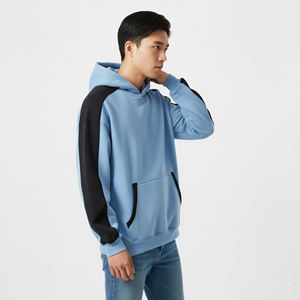 Sudadera con Capucha Oversize de Algodón 100% de Felpa para Hombre, Estampado Puff con Bloques de Color Personalizados, Estilo Urbano Bicolor, de Última Tendencia - Product Image 4