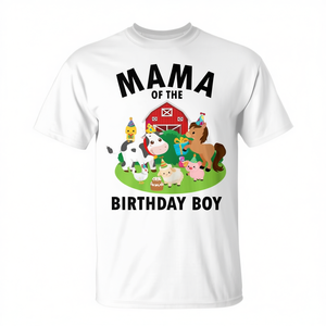 T-shirt per la festa di compleanno della mamma del bambino, a tema animali della fattoria, abbigliamento promozionale per feste a tema fattoria - Product Image 2