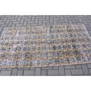 Vintage Turkish Classic Large Area <b>Rug</b> 3.4 X 6.6ft Handmade Wool <b>Abstract</b> Patchwork Rectangular Shape Latex for Hallway Use - Product Image 3