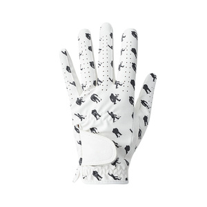 Gant de golf KATBROS INDUSTRY en cuir véritable blanc avec motif éléphant noir en relief, antidérapant, pour main gauche, unisexe, fermeture auto-agrippante - Product Image 1
