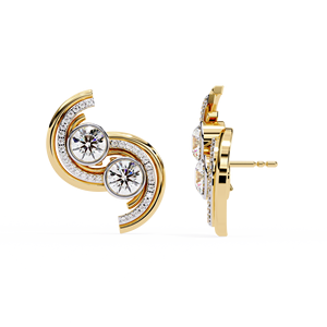 ต่างหู14kt เพชรสีขาวสีเหลืองสุดหรูสีโรสโกลด์ดีไซน์แบบหมุนได้ครึ่งตัวเป็นของขวัญสำหรับงานเลี้ยงครบรอบ10kt - Product Image 4