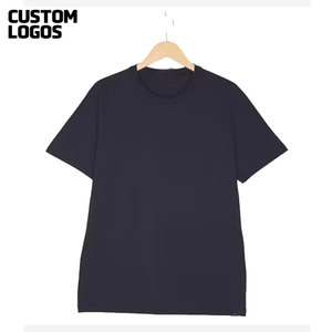 Camiseta de fitness de algodón con cuello redondo de corte recto de manga corta para hombre, camiseta azul transpirable - Product Image 3