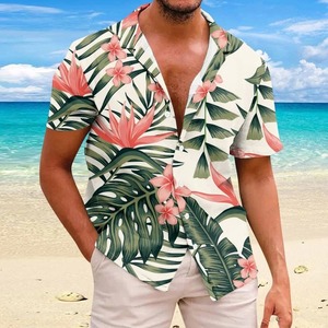 Camisas de manga corta con estampado de palmera en 3D, camisas casuales de verano a la moda diaria para hombre, camisas hawaianas para vacaciones en la playa para hombre - Product Image 2